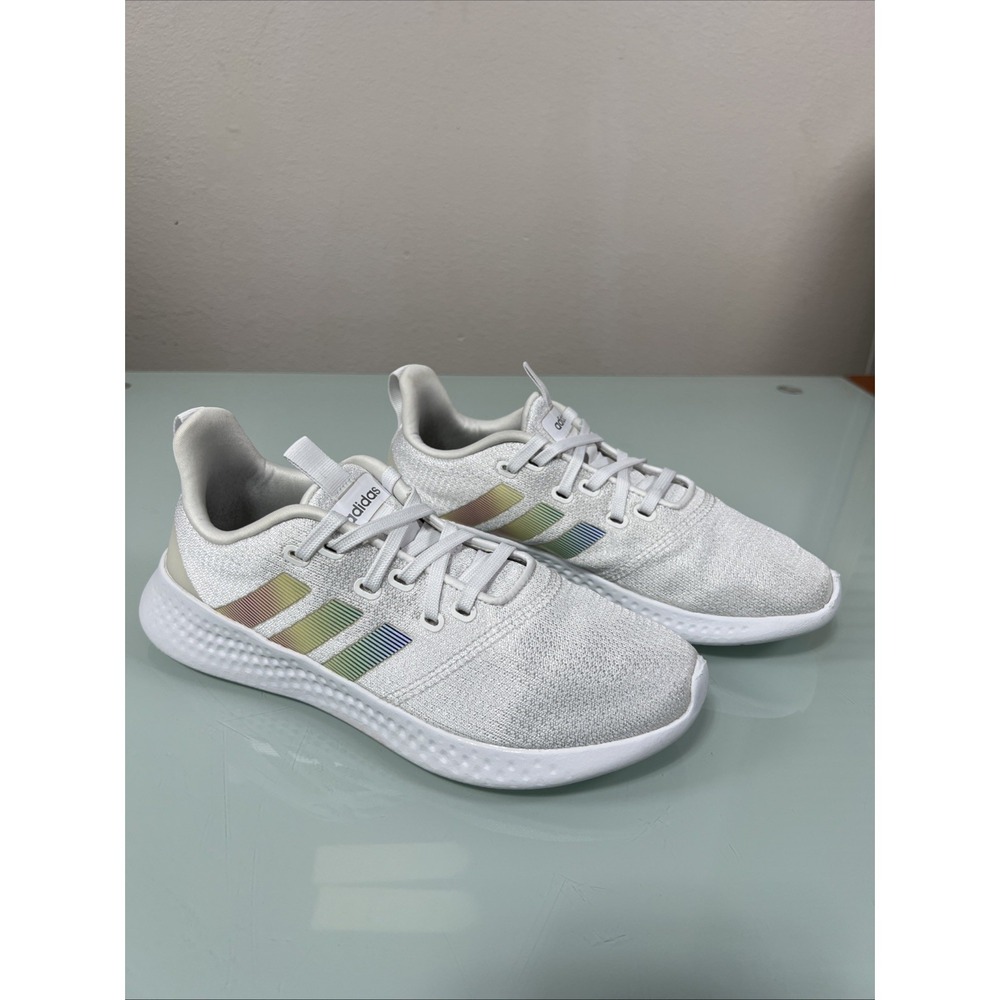 Adidas Women's 7.5 White‎ Athletic Sneakers Rainbow Puremotion Shoes